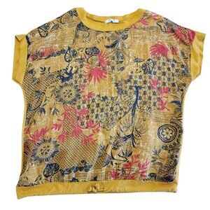 Helga May Top Linen Lagenlook Minimalist Boxy Colorful Drawstring Waist Italy XL